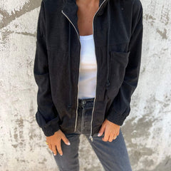 Antonia | Ribbed Zip-Up Hooded Jacket