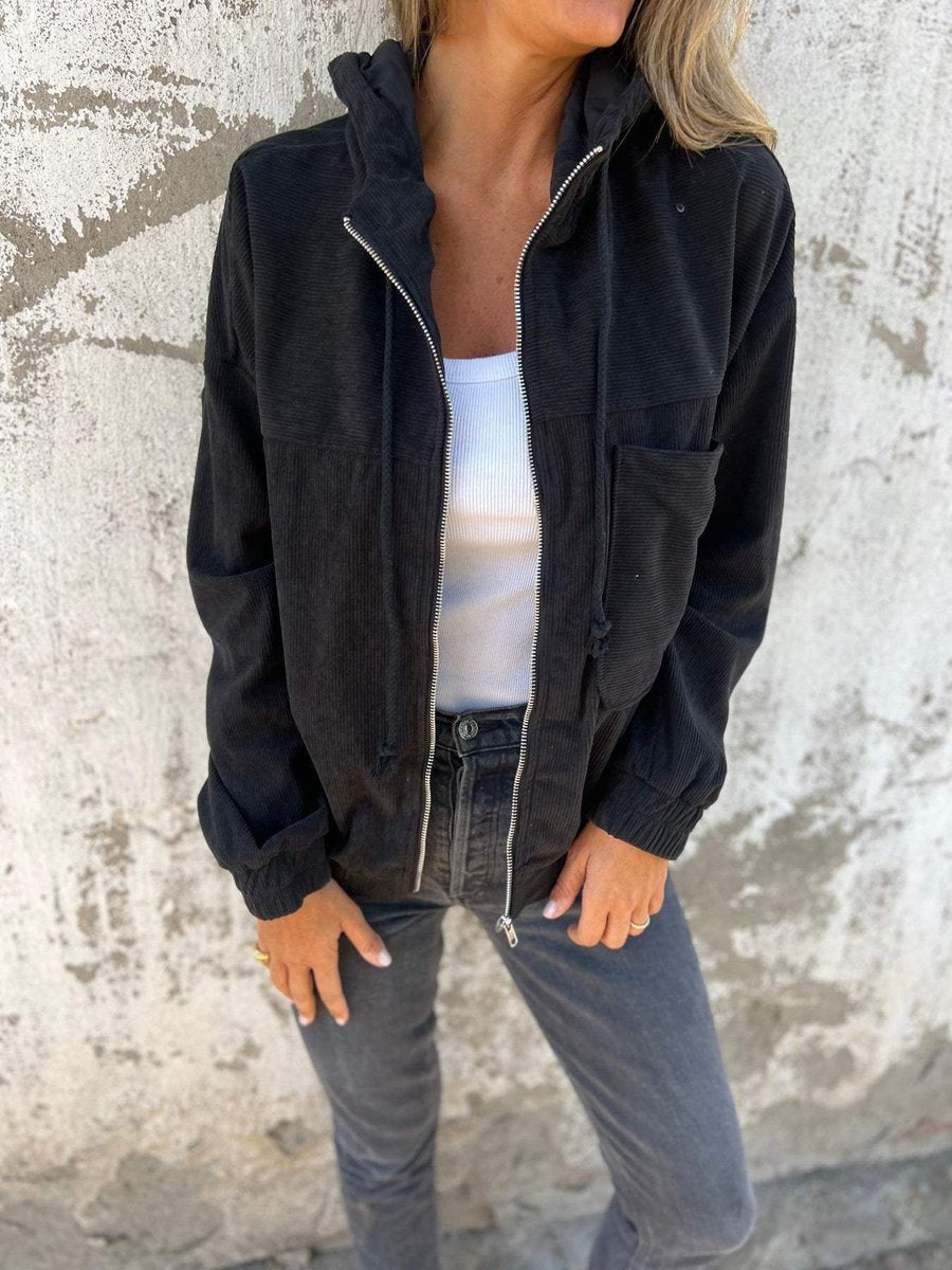 Antonia | Ribbed Zip-Up Hooded Jacket