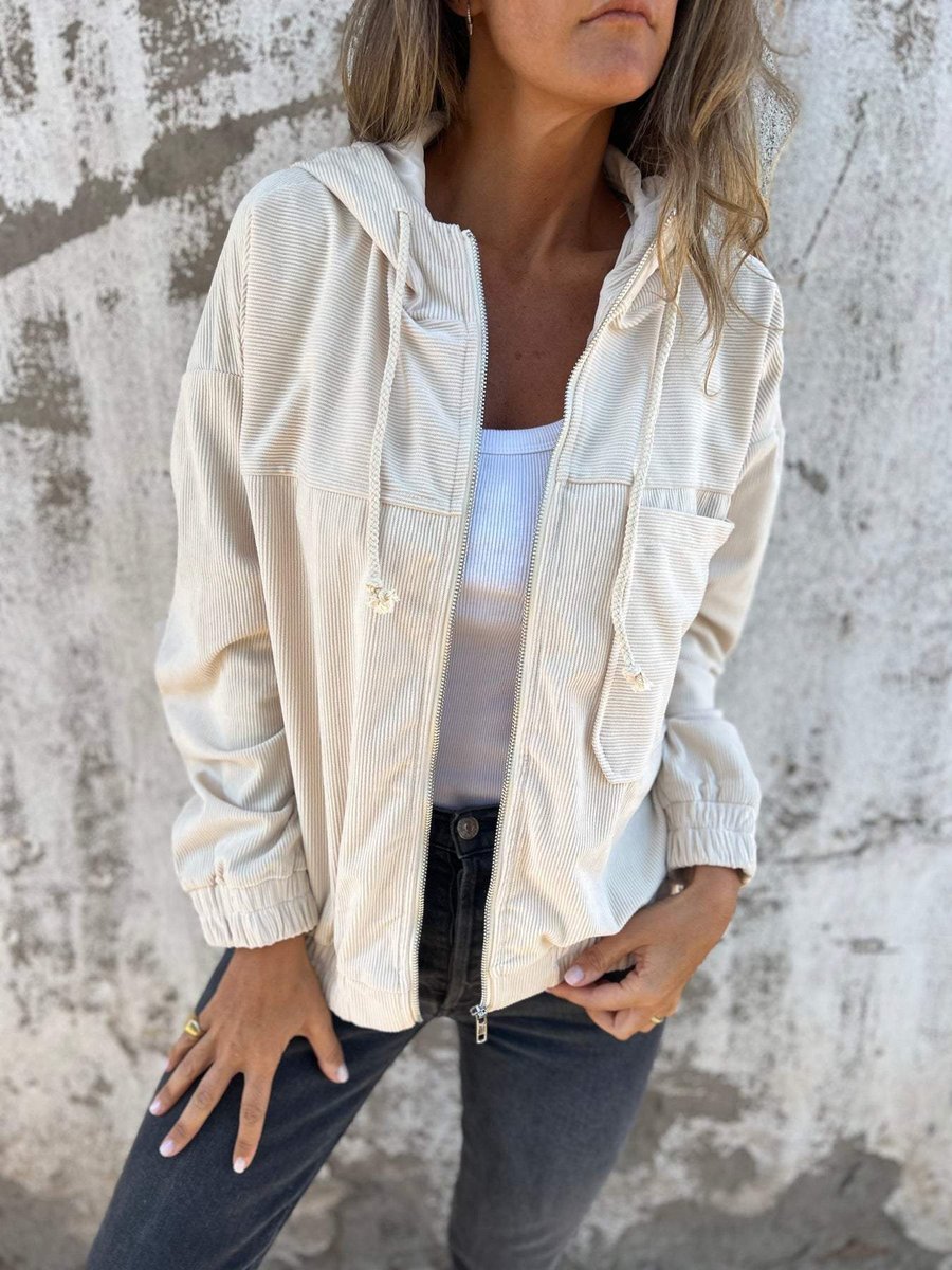 Antonia | Ribbed Zip-Up Hooded Jacket