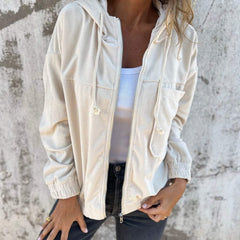 Antonia | Ribbed Zip-Up Hooded Jacket