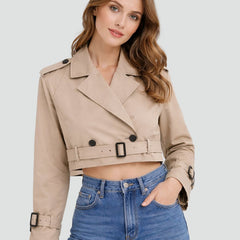 Clarissa | Cropped Belted Trench Jacket