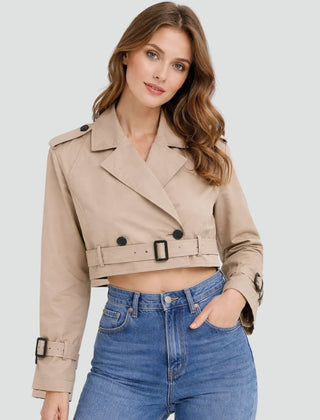 Clarissa | Cropped Belted Trench Jacket