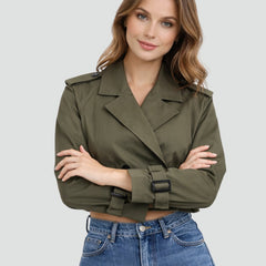 Clarissa | Cropped Belted Trench Jacket