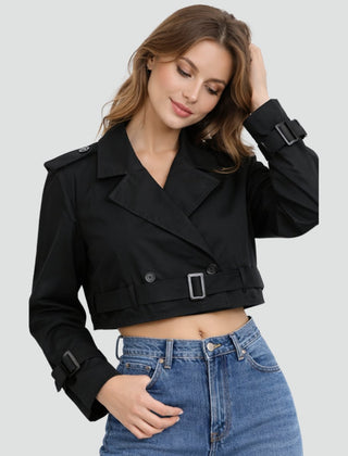 Clarissa | Cropped Belted Trench Jacket