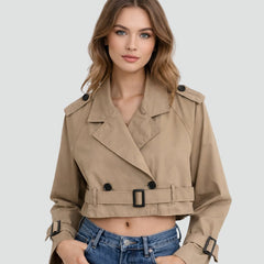 Clarissa | Cropped Belted Trench Jacket