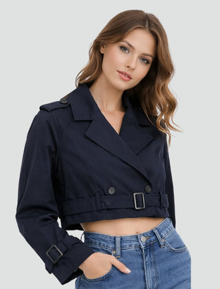 Clarissa | Cropped Belted Trench Jacket