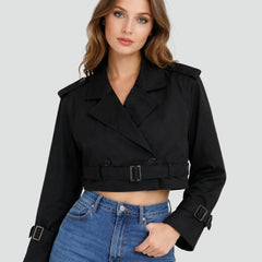 Clarissa | Cropped Belted Trench Jacket