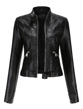 Linnea | Cropped Stand-Collar Moto Jacket