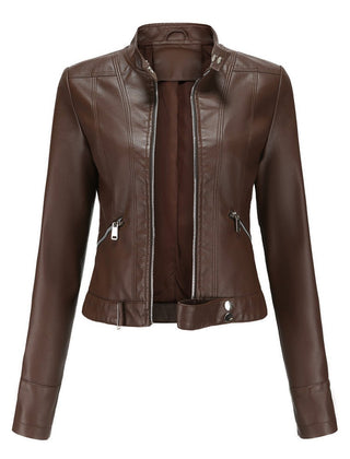 Linnea | Cropped Stand-Collar Moto Jacket