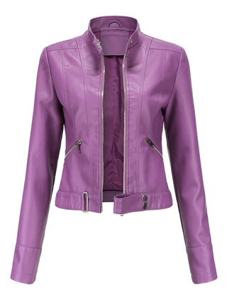 Linnea | Cropped Stand-Collar Moto Jacket