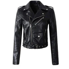 Yvette | Cropped Belted Moto Jacket