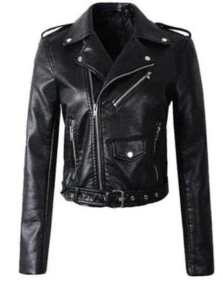 Yvette | Cropped Belted Moto Jacket