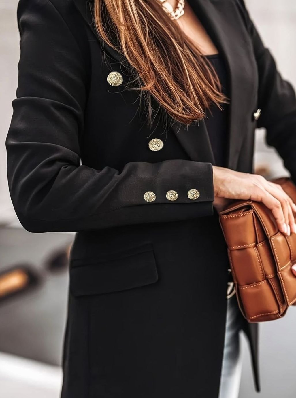 Hadley | Double-Breasted Gold-Button Blazer