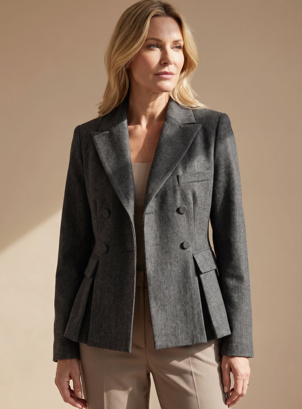 Gwendolyn | Tailored Double-Breasted Peplum Blazer