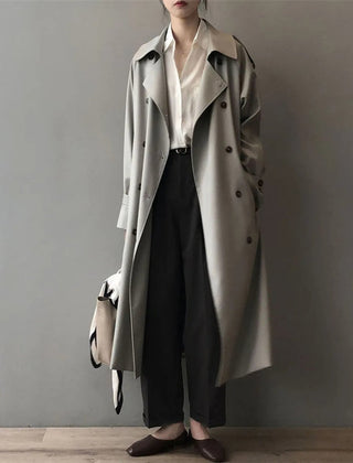 Cecilia | Double-Breasted Belted Long Trench Coat
