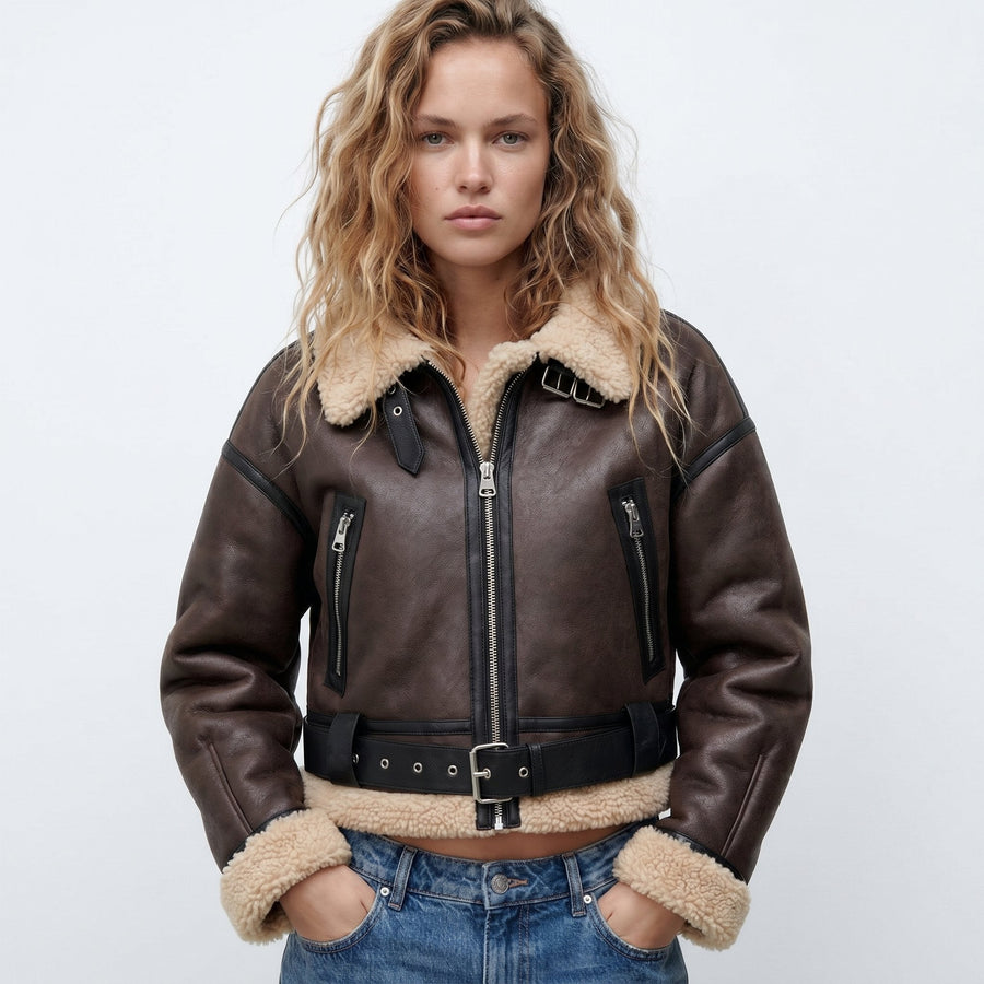 Beatrix | Cropped Aviator Bomber Jacket
