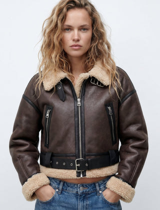Beatrix | Cropped Aviator Bomber Jacket