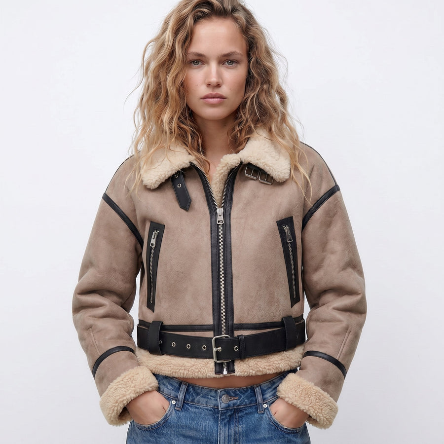 Beatrix | Cropped Aviator Bomber Jacket