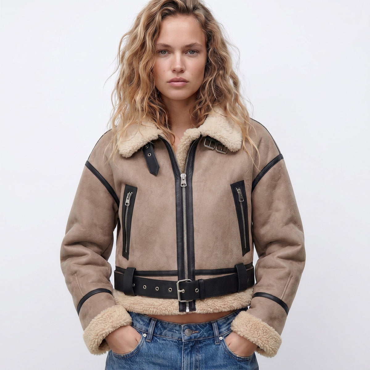 Beatrix | Cropped Aviator Bomber Jacket