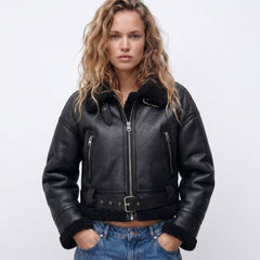 Beatrix | Cropped Aviator Bomber Jacket