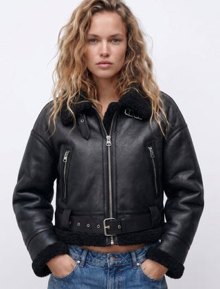 Beatrix | Cropped Aviator Bomber Jacket