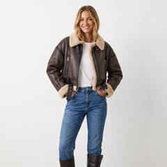 Beatrix | Cropped Aviator Bomber Jacket