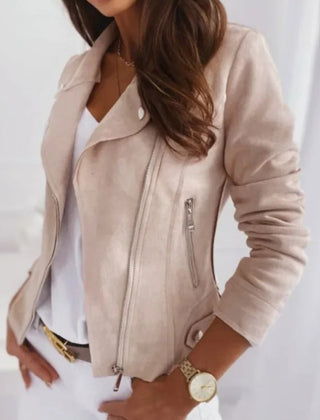 Corina | Convertible Collar Zip-Up Moto Jacket