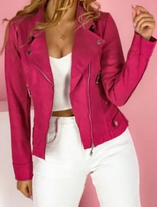 Corina | Convertible Collar Zip-Up Moto Jacket