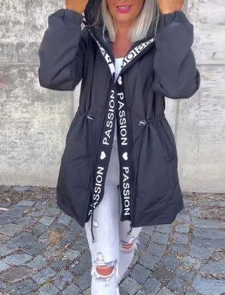 Corinne | Hooded Drawstring Midi Parka