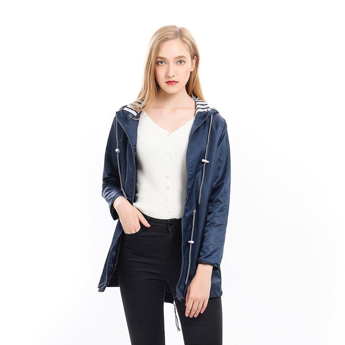 Ottoline | Hooded Drawstring Rain Coat