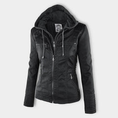 Lucinda | Hooded Moto Jacket with Removable Hood