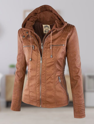 Lucinda | Hooded Moto Jacket with Removable Hood