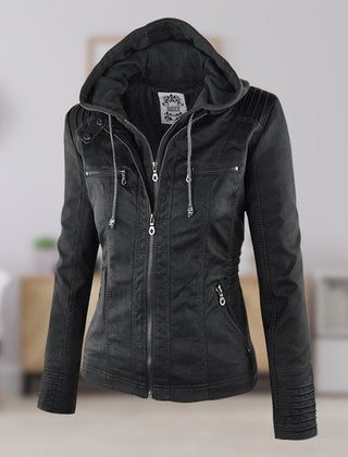 Harlow | Hooded Moto Jacket with Removable Hood