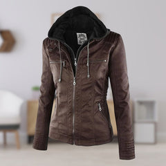 Harlow | Hooded Moto Jacket with Removable Hood