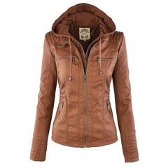 Harlow | Hooded Moto Jacket with Removable Hood