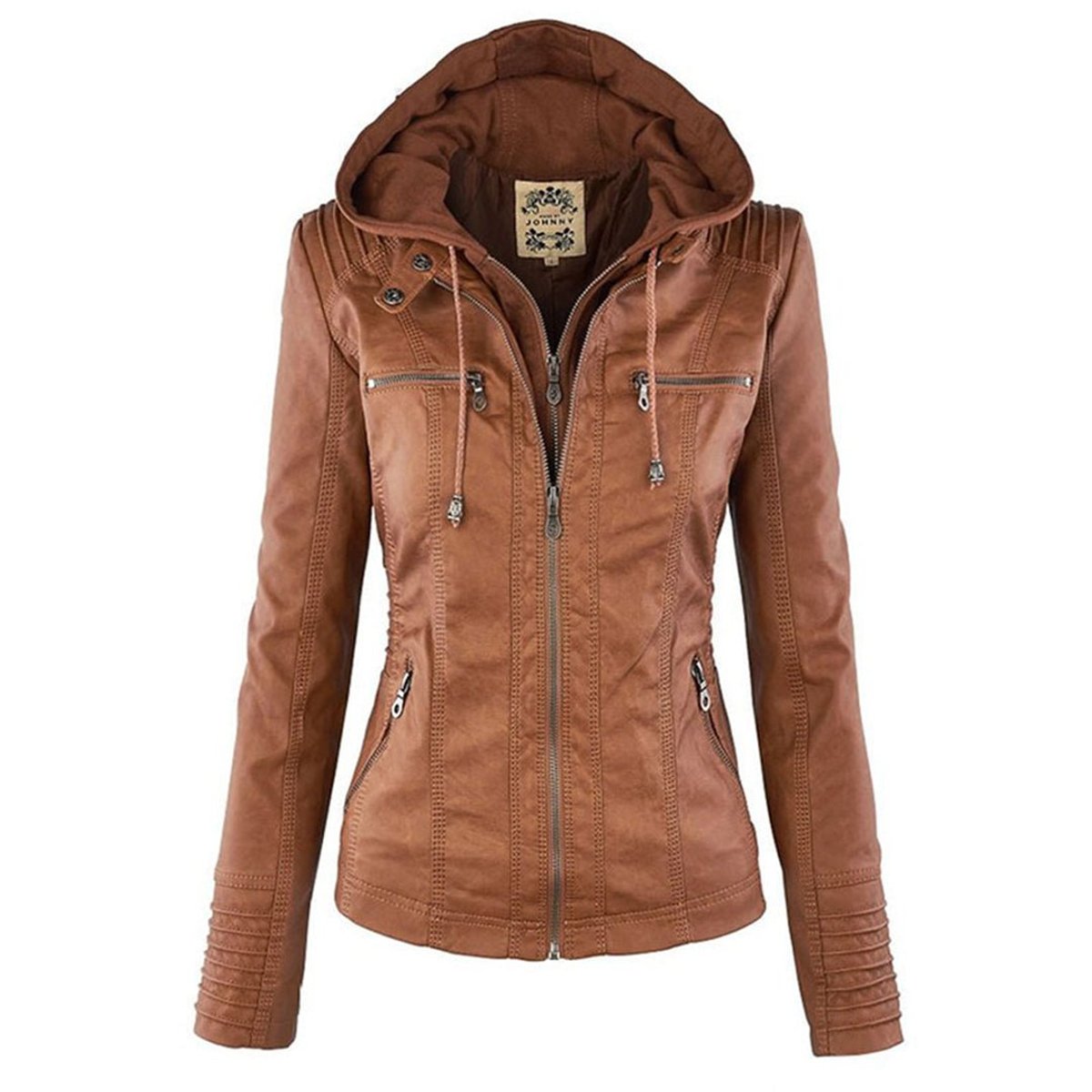 Harlow | Hooded Moto Jacket with Removable Hood