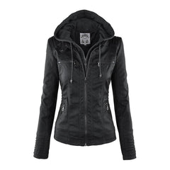 Lucinda | Hooded Moto Jacket with Removable Hood