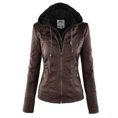 Lucinda | Hooded Moto Jacket with Removable Hood