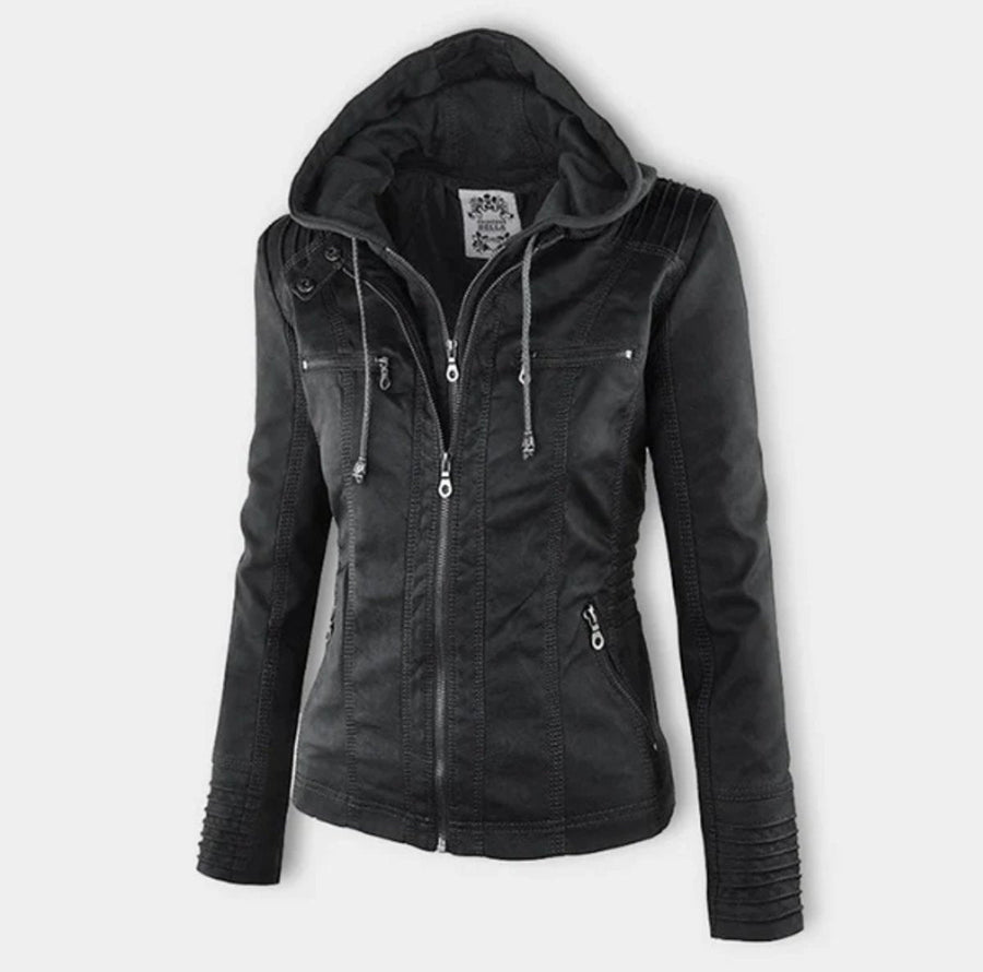 Diana | Hooded Zip-Up Moto Jacket