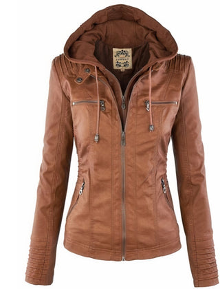 Agatha | Hooded Moto Jacket with Removable Hood