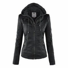 Agatha | Hooded Moto Jacket with Removable Hood