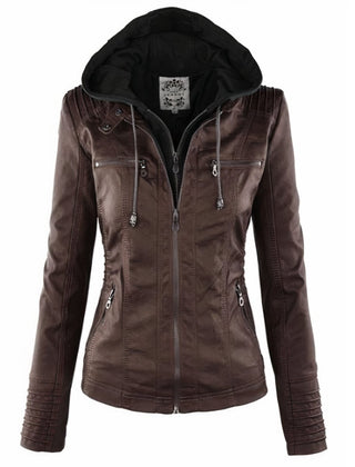 Agatha | Hooded Moto Jacket with Removable Hood