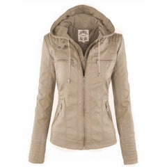 Agatha | Hooded Moto Jacket with Removable Hood