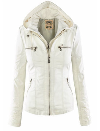Agatha | Hooded Moto Jacket with Removable Hood