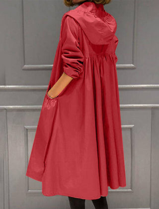 Kathleen | Hooded Zip-Up Long Trench Coat