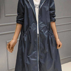 Kathleen | Hooded Zip-Up Long Trench Coat