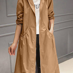 Sandra | Hooded Longline Zip-Up Coat