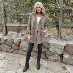 Halle | Double-Breasted Coat with Contrast Sleeves