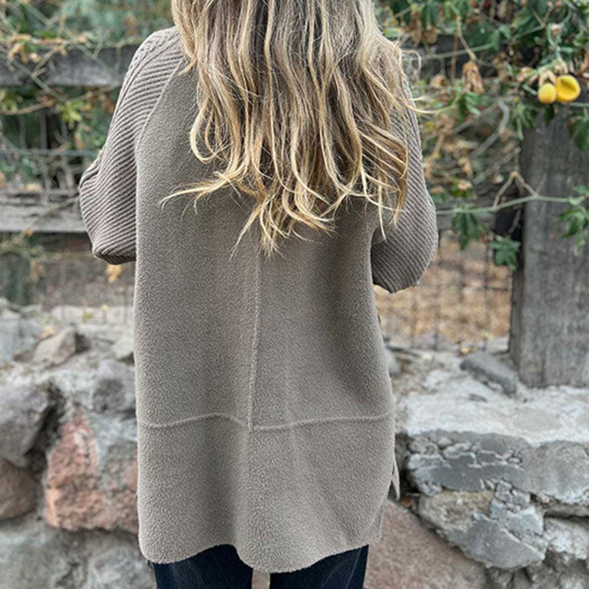 Halle | Double-Breasted Coat with Contrast Sleeves