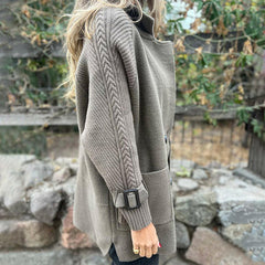 Halle | Double-Breasted Coat with Contrast Sleeves